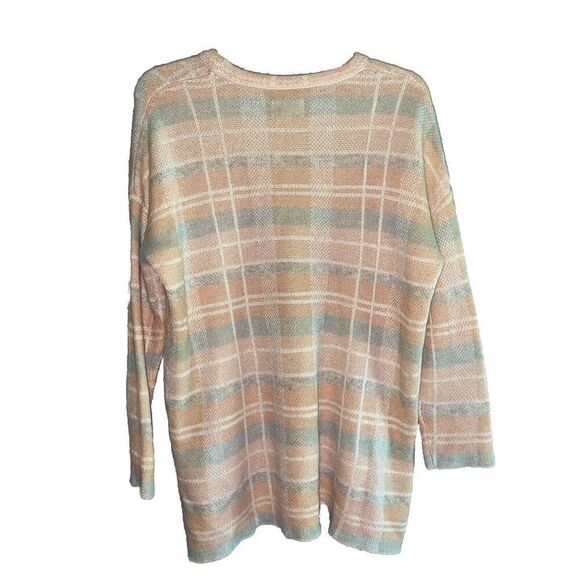 Lou & Grey Plaid Wool Alpaca Blend Sweater Beige Pink Neutral Academia Tunic Med - Picture 6 of 16